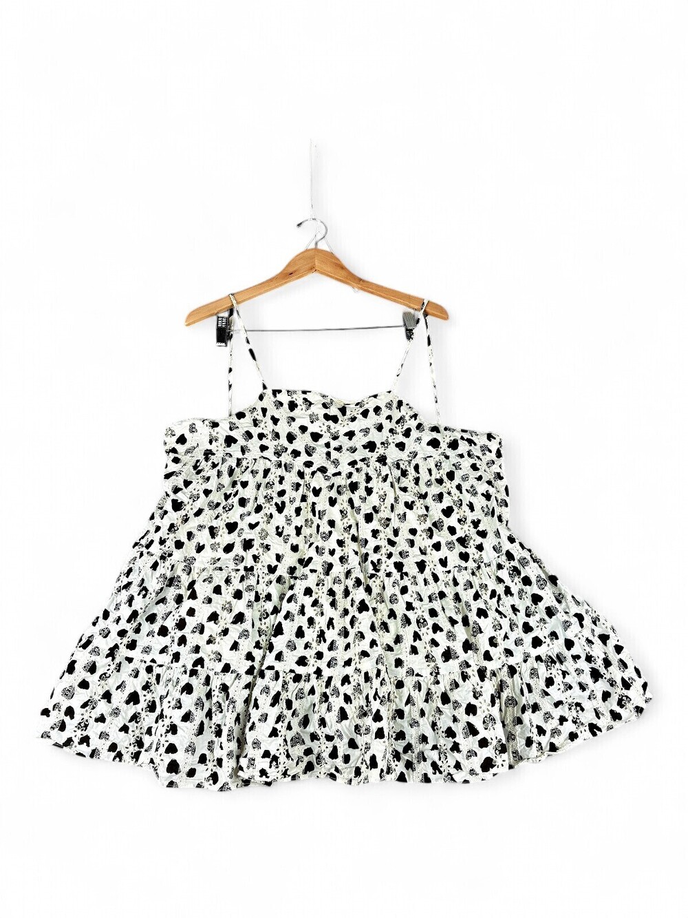 Storia Heart Print Tiered Mini Dress Size M